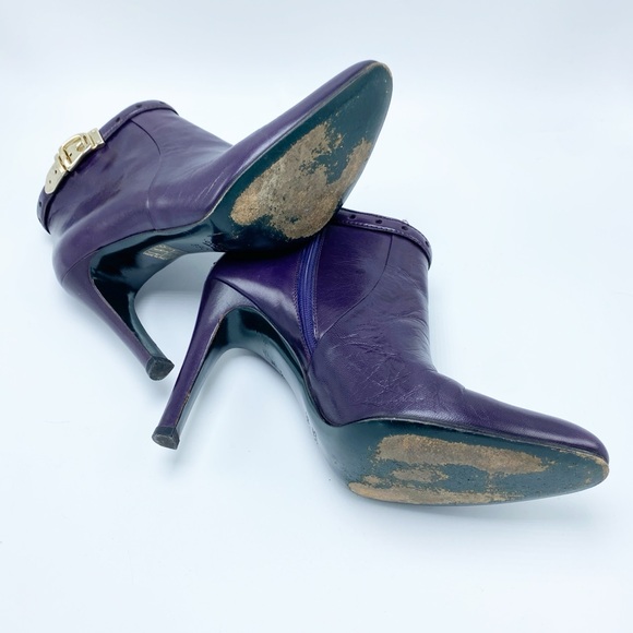 Gucci size 8 / 38 Purple Ankle Booties with Gold Hardware - Picture 10 of 11